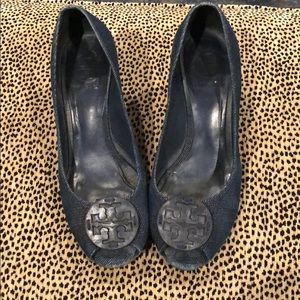 Tory Burch blue denim wedge